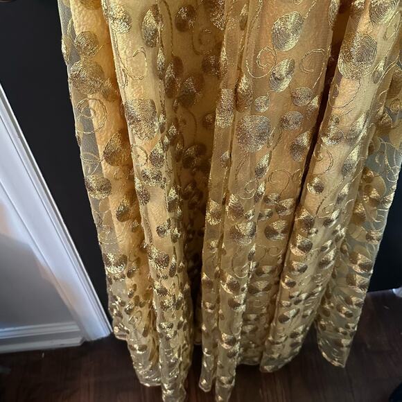 Theia Gold Geometric Circle Swirl Sleeveless Gown Dress Size 4 Holiday Formal - Picture 5 of 11